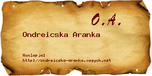 Ondreicska Aranka névjegykártya